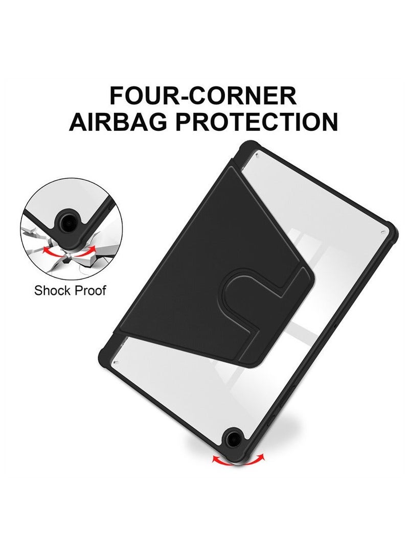 حالة لسامسونج غالاكسي تاب A9 زائد ，حالة الحماية اللوحية , الاكريليك 360 درجة تصميم الدوار, تلقائي الاستيقاظ / النوم, جلد ناعم, أسود - Image 4